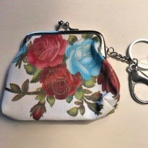 3/$5 Floral Kiss Lock Key Ring Coin Purse